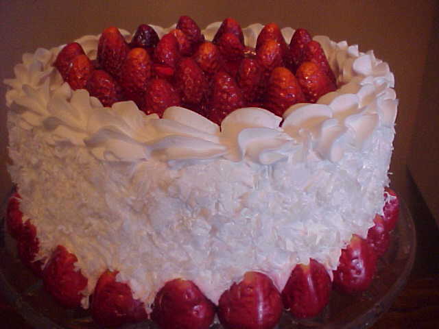 Strawberry Topped Coconut Cake 11 inch
