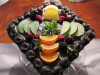 Dark Chocolate Assorted Fruit Topped Cake (See Our Fruit and Bundt Cakes Page)