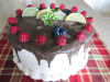 Chocolate Drizzled Fruit Topped Cake