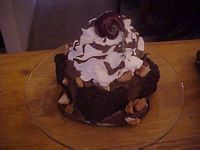 Brownie Alamode attached to plate
