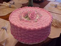 10 inch Pink Basket Weave Cake