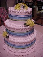 Ribbons and Flowers Tier Cake