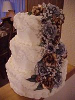 Silver and Gold Flowered Tier Cake