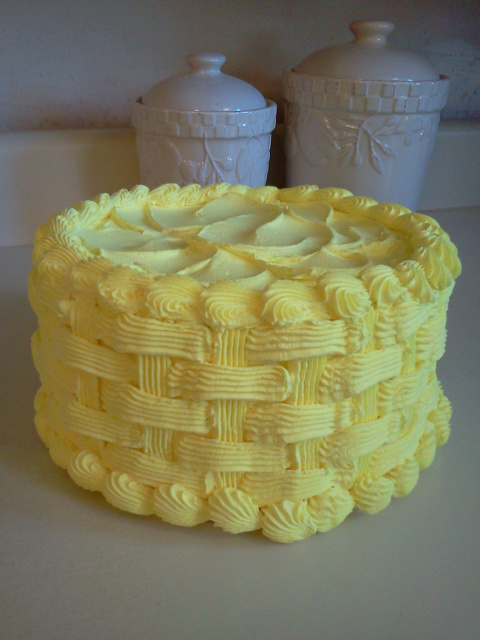 Yellow Basket-Weave Cake