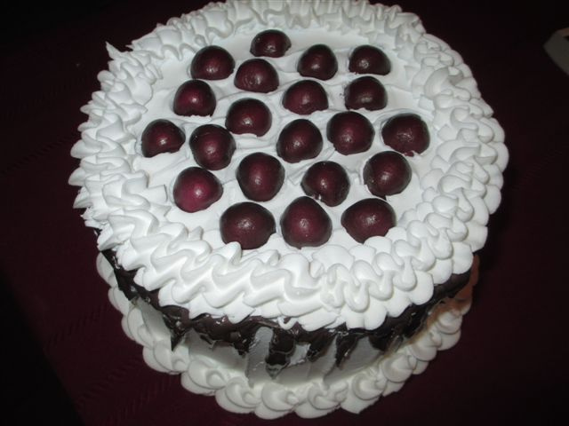 Bakery Black Forest Cake Topped with Cherries