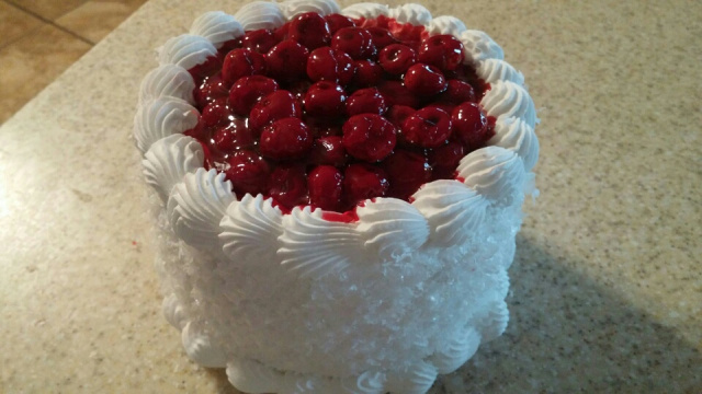 6 inch Cherry Topped Coconut Cake