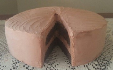 Chocolate Swirled Top Cake with Slice Out