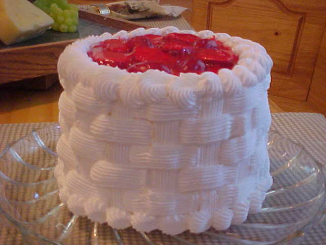 Strawberry Glaze topped Basket Weave Cake