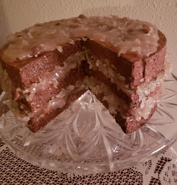German Chocolate Cake With Slice Out Cake look