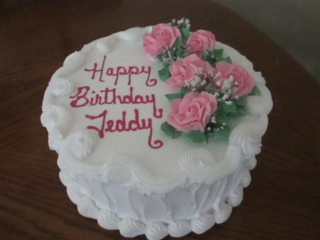 Pink Rose Happy Birthday Cake