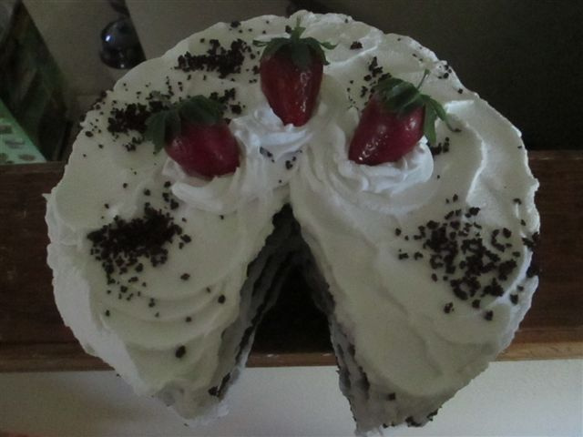 Bakery Chocolate Cake w Strawberries on Top