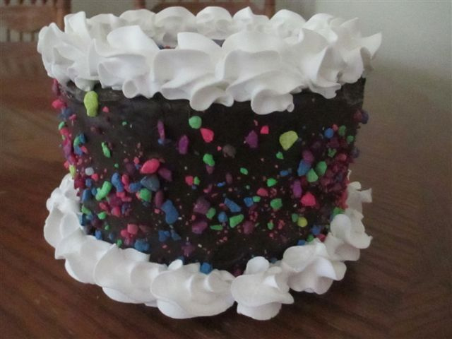 Chocolate Candy Sprinkled Cake w White Border