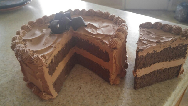Chocolate Mocha Cake w Slice Out