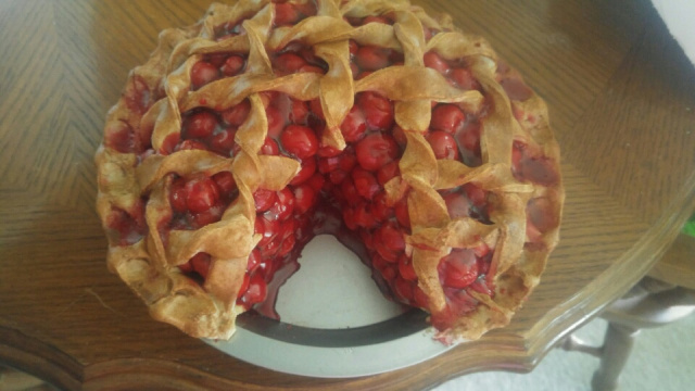 Overstuffed Cherry Pie with Slice Out