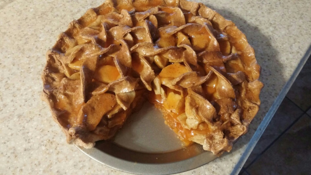 Peach Pie with Slice Out