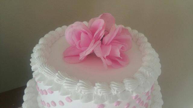 Pink and white or Chocolate and White Accents and Dots Tiers