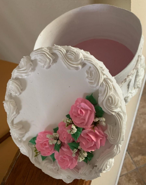 Pink Rose Happy Birthday Cake box with a Removable Top