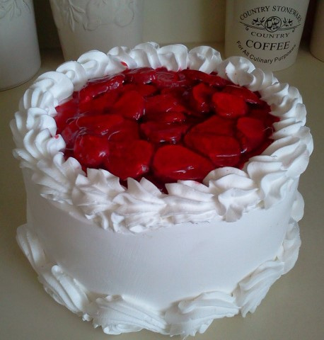 Glazed Strawberry Topped Vanilla Cake