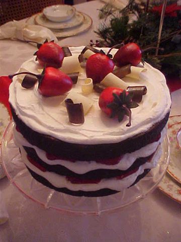 Triple Layer Chocolate Strawberry Curls Cake