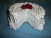 6 inch Raspberry Topped Winter Dream Cake w slice out