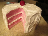 Moms Home Baked Strawberry Cake w Slice Out 