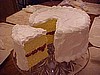 Vanilla Frosted Yellow Cake with Rasberry Filling